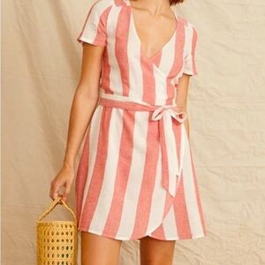 Marine Layer Coral and White Striped Dress